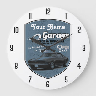Relógio Grande A garagem Camaro do pai personalizado