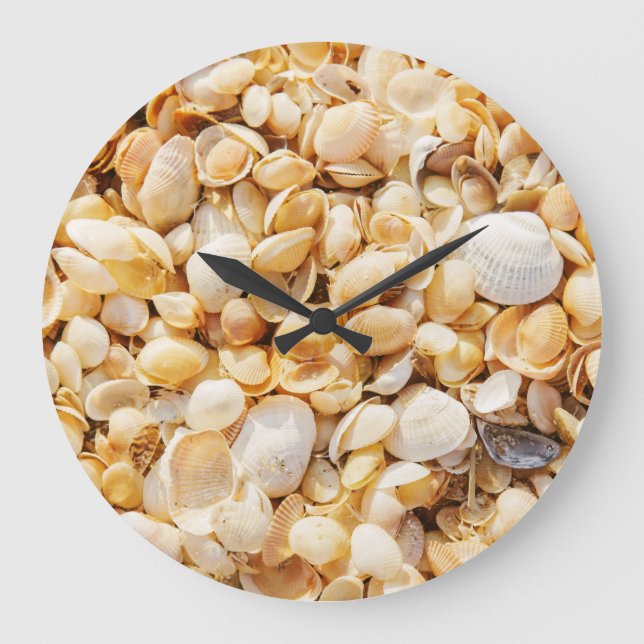 Relógio Grande A praia de verão texturizou Seashell. (Frente)