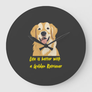 Relógio Grande A Vida é Melhor Com um Golden Retriever - Amante d