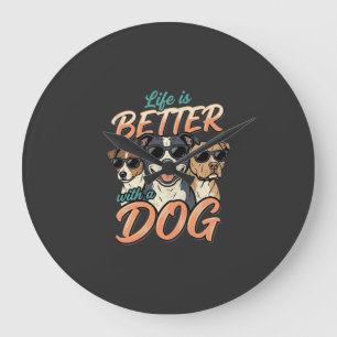 Relógio Grande A Vida é Melhor Com Vetor de Cachorro