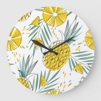Relógio Grande Abacaxis suculentos: padrão de safra brilhante.
