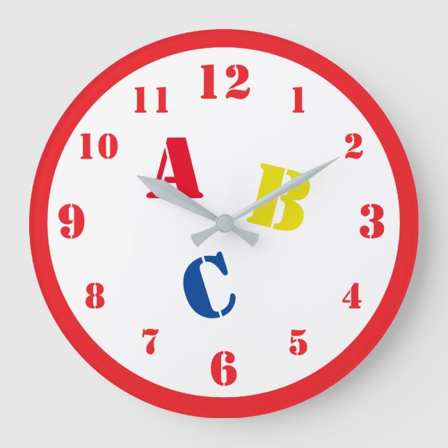 Relógio Grande ABC Nursery Acrylic Wall Clock (Frente)