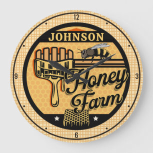 Relógio Grande Abelhas de mel Fazenda personalizada