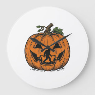 Relógio Grande Abóbora Bigfoot Vintage Design de Vetor de Hallowe
