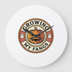 Relógio Grande Abóbora de Halloween Crescendo Meus Dentes Badge V