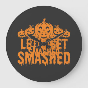 Relógio Grande Abóbora de Halloween Vamos Esmagar