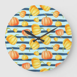 Relógio Grande Abóbora-de-laranja: decor listrado com cor-de-água