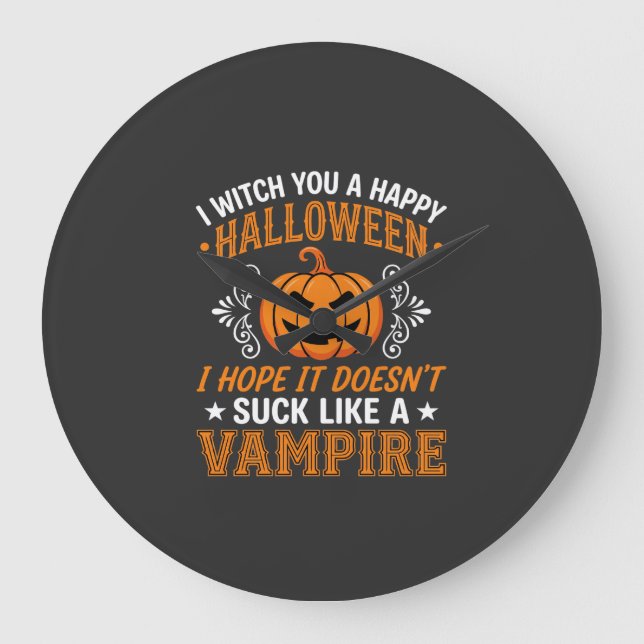 Relógio Grande Abóbora de Vampiro de Halloween Engraçado (Frente)