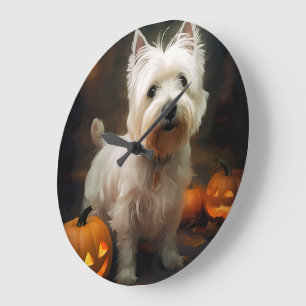 Relógio Grande Abóbora do West Highland White Terrier do Hallowee