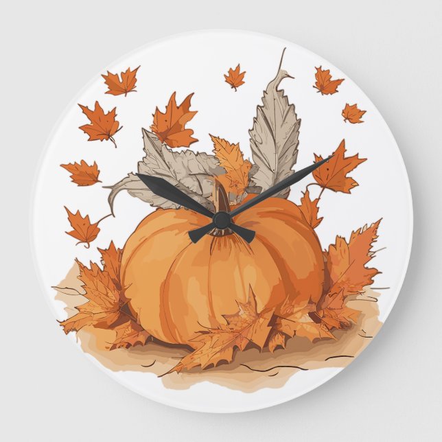 Relógio Grande Abóbora e folhas (Frente)