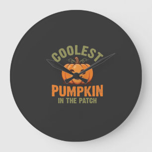 Relógio Grande Abóbora Mais Legal Do Canto Design De Halloween