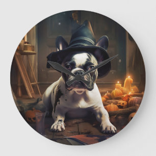 Relógio Grande Abóboras Assustadoras de Halloween do Bulldog Fran