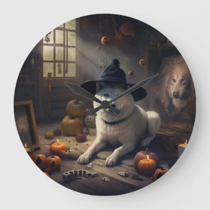 Relógio Grande Abóboras de Akita Halloween Assustador