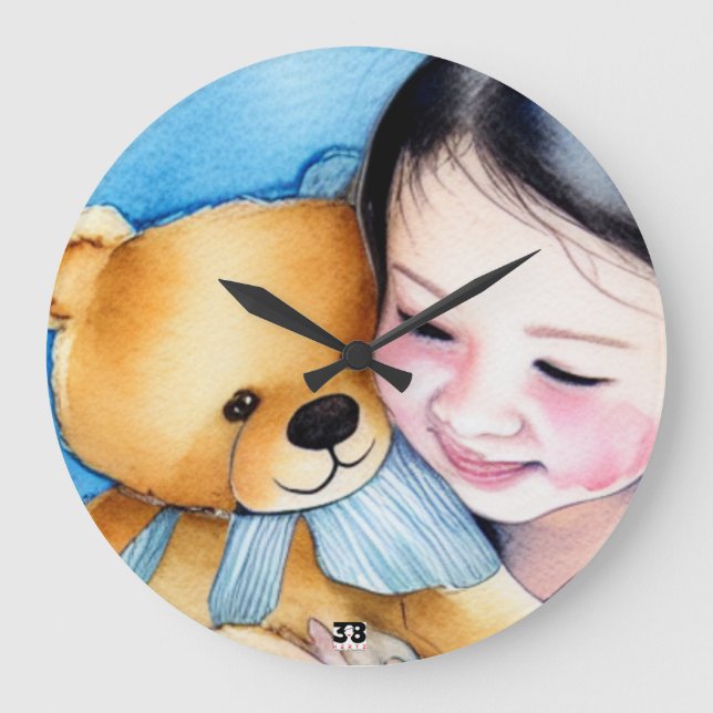 Relógio Grande Abraçar um Urso (Frente)