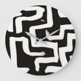 Relógio Grande Abstract Black and White Clock