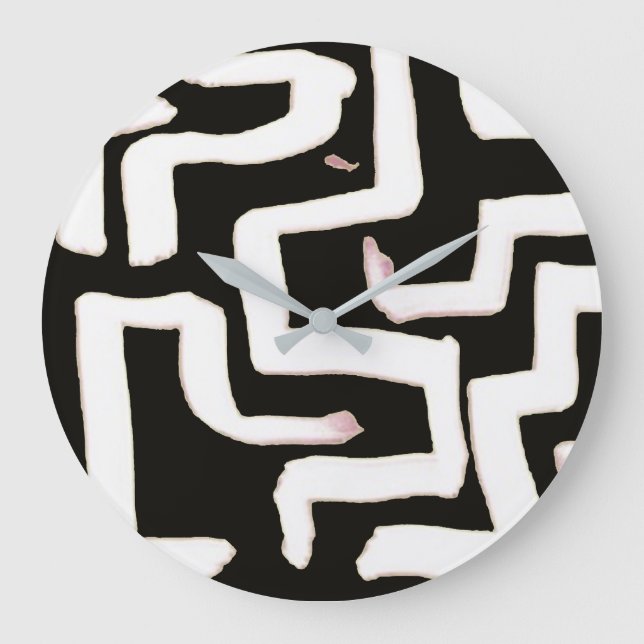 Relógio Grande Abstract Black and White Clock (Frente)