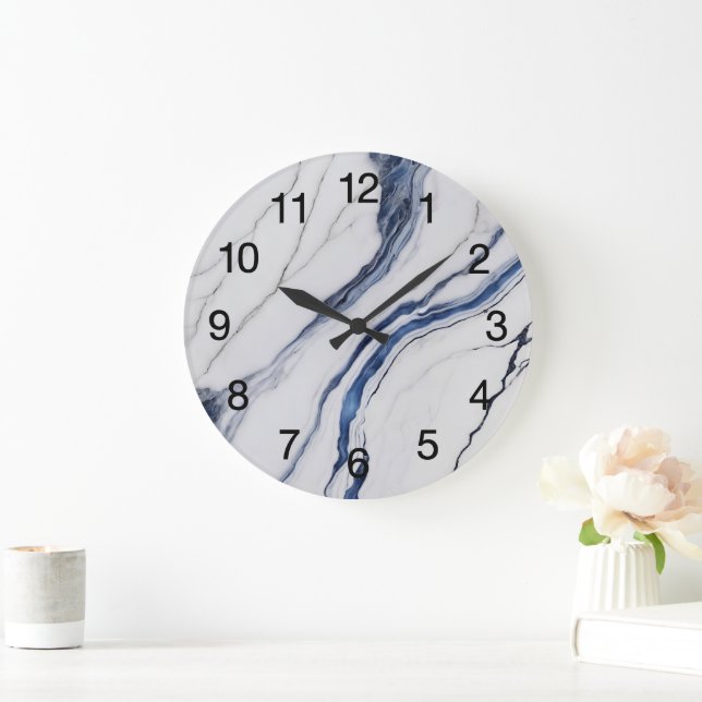 Relógio Grande Abstract Dark Blue Green Mist Fractal (Lar)