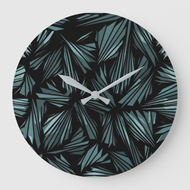 Relógio Grande Abstract Shattered Glass Blue Pattern Large Clock (Frente)