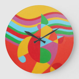 Relógio Grande Abstract Time in Technicolor Round Clock