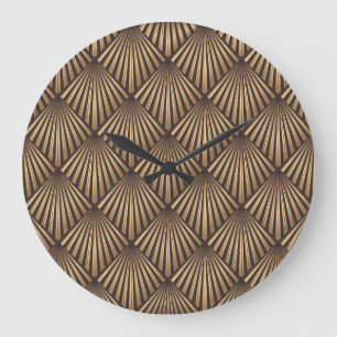 Relógio Grande Abstrato Art Deco: Elegância Dourada.
