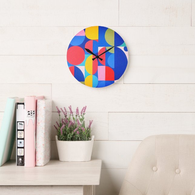 Relógio Grande Abstrato Bauhaus Arte Geométrica (Sala de leitura)