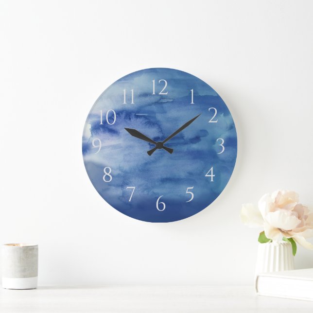 Relógio Grande Abstrato Blue Water Beach Decide Large Clock (Lar)