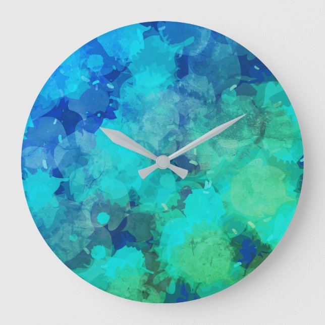 Relógio Grande Abstrato cor azul púrpura Abstrato (Frente)