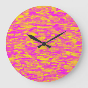 Relógio Grande Abstrato cor-de-rosa amarelo-amarelo