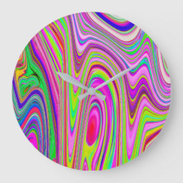 Relógio Grande Abstrato cor-de-rosa e amarelo-trilha