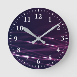 Relógio Grande Abstrato Dark Purple Lines com Números Brancos