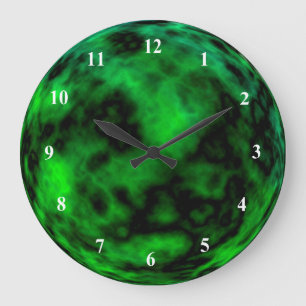 Relógio Grande Abstrato de Halloween do Funky Neon Green