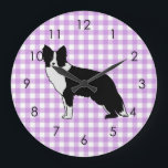 Relógio Grande Abstrato de Ilustração de Cachorro de Borda Gingha<br><div class="desc">Ilustração perfeita de cão abstrato para amantes de cães! Cachorro-branco com estrelas brancas design. Mãe de cão de collie de fronteira,  pai de cão de collie de fronteira,  este é para você. Também ilustração de cão collie de fronteira para crianças.</div>