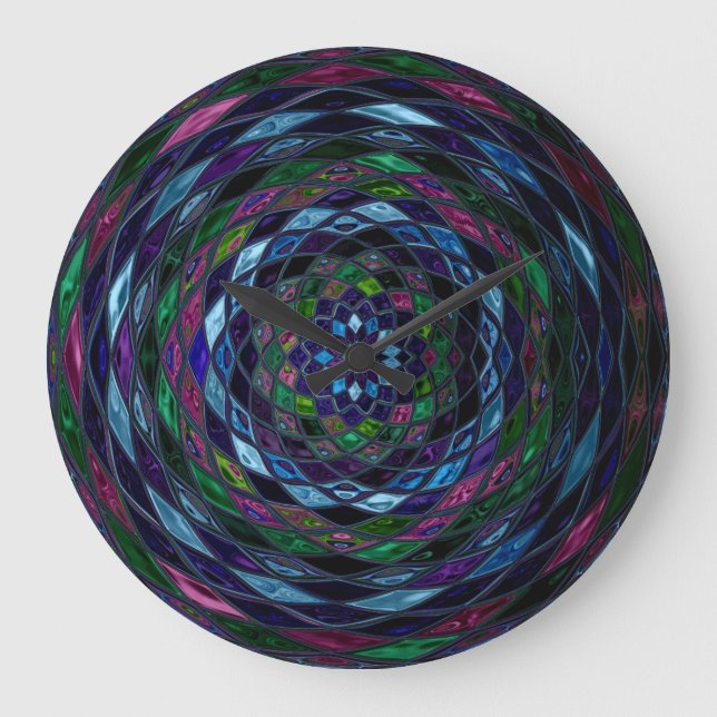 Relógio Grande Abstrato de vidro mosaico obtido por pressão (Frente)