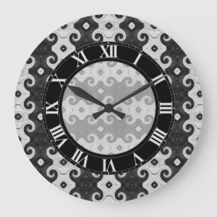 Relógio Grande Abstrato Diamond Eye Curls Patterno Wall Clock
