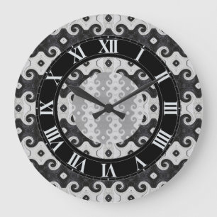 Relógio Grande Abstrato Diamond Eye Curls Patterno Wall Clock 2