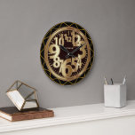 Relógio Grande Abstrato Dourado preto e antigo<br><div class="desc">Abstrato Negro e Antiquado Relógio Decorativo Dourado pronto para você personalizar. 🥇 DISPONÍVEL APENAS NO ZAZZLE! ✔ NOTA: APENAS MUDE AS ÁREAS MODELO NECESSÁRIAS! 😀 Se necessário, você pode remover parte do texto e começar a adicionar o texto e a fonte que quiser. 📌 Se você precisar de mais personalização,...</div>