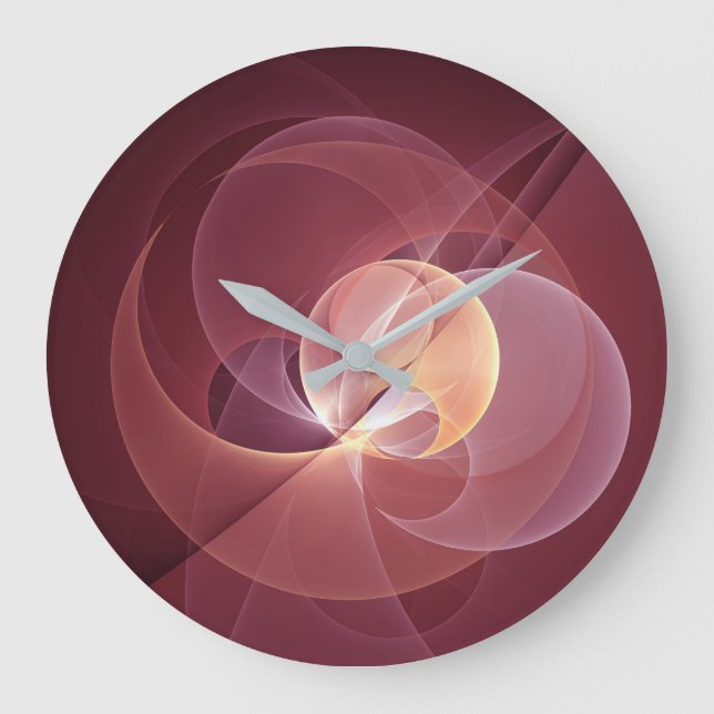 Relógio Grande Abstrato Elegante Moderno Vinho Vermelho Arte Frac (Frente)