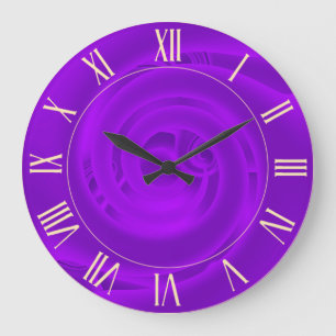Relógio Grande Abstrato Floral Moderno Neon Purple