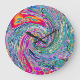 Relógio Grande Abstrato Floral Psicodélica Ondas de Cores do Arco