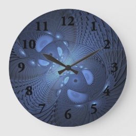 Relógio Grande Abstrato moderno Trendy Dusk Blue Fractal Art