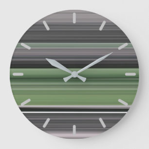 Relógio Grande Abstrato nº 1: Verde-oliva e cinza