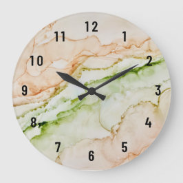 Relógio Grande Abstrato Peach Green Art