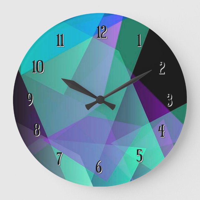 Relógio Grande Abstrato Purple e Green Round Wall Clock (Frente)