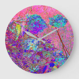 Relógio Grande Abstrato púrpura e azul-hidrangea com magenta