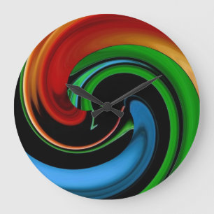Relógio Grande Abstrato Rainbow Cartoon Face Wall Clock