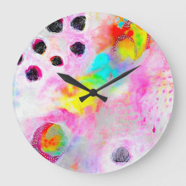 Relógio Grande Abstrato Rosa e Aqua