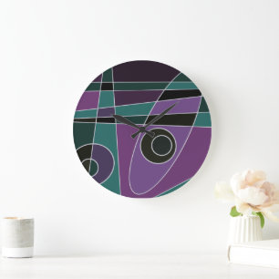 Relógio Grande Abstrato surfing Teal Purple