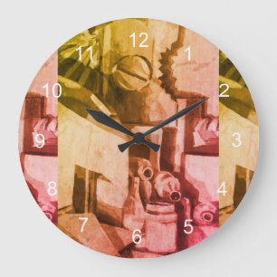 Relógio Grande Abstrato Terracotta Shades Designer Large Clock