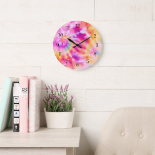 Relógio Grande Abstrato Tie Dye Style Wall Decide Clocks