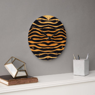 Relógio Grande Abstrato Tigre Impressão Wall Clock